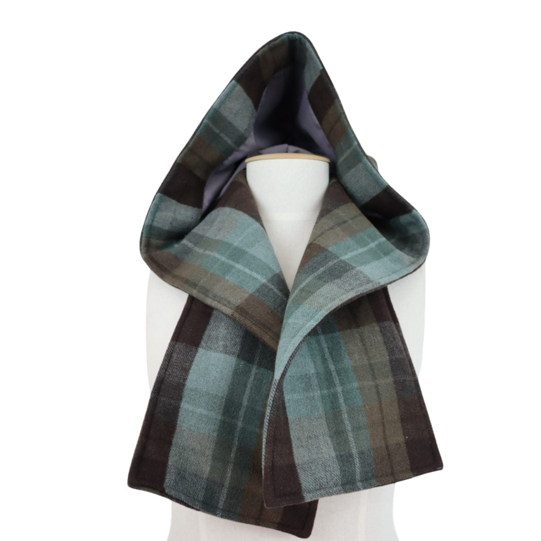 Hooded Scarf Grey Brown