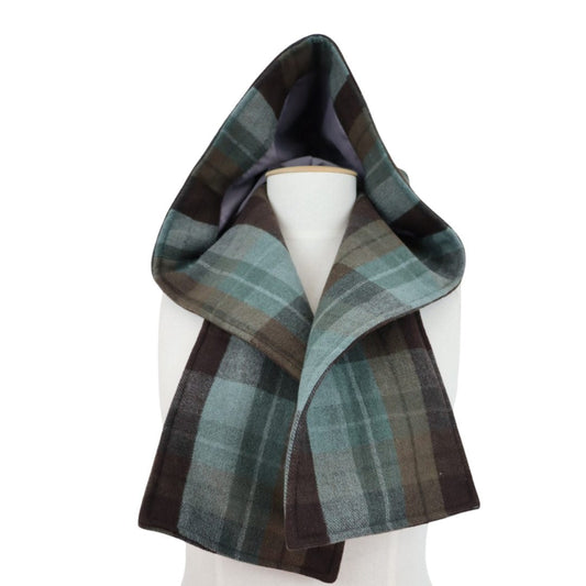 Hooded Scarf Grey Brown
